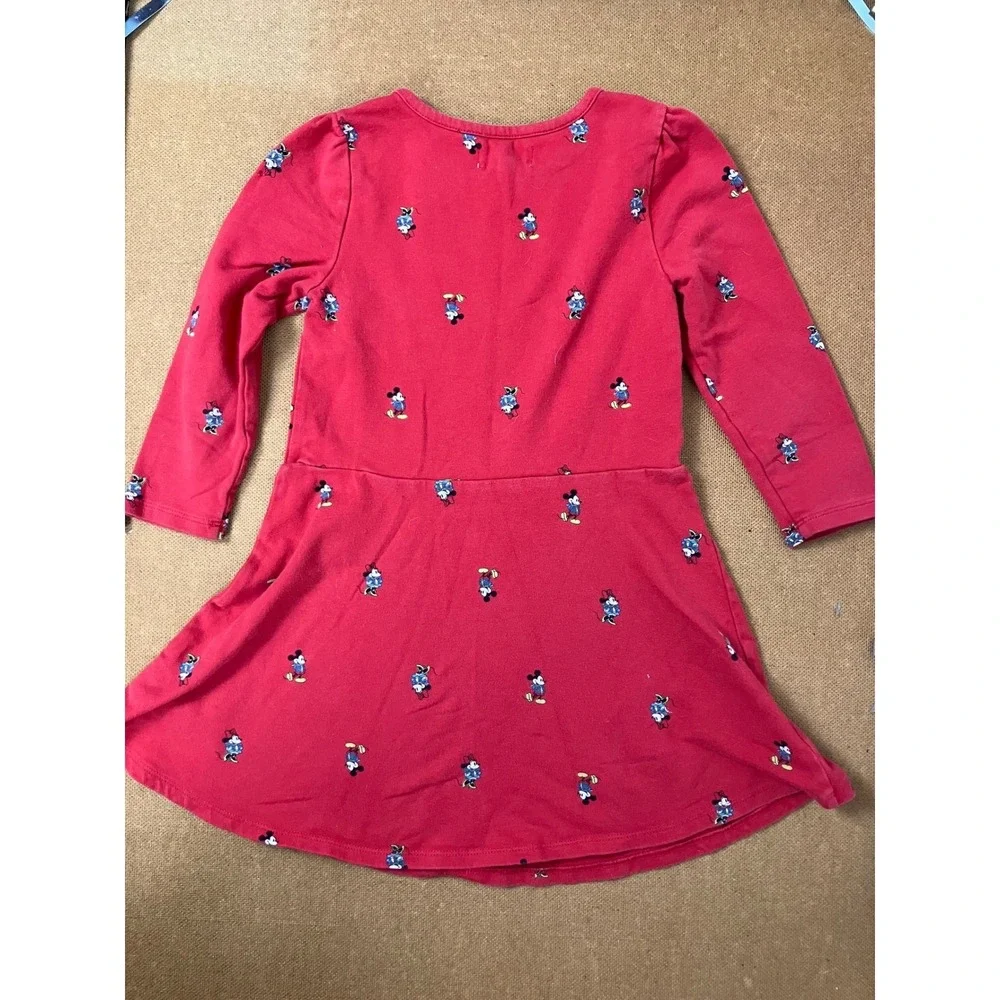 Gap Kids Disney Mickey Mouse Red Long‎ Sleeve Dress Toddler 5 Years